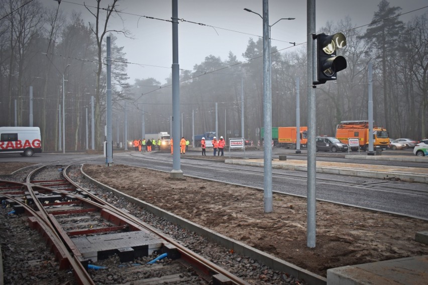 Testy na przebudowywanym węźle Głębokie w Szczecinie