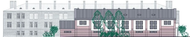 Nowoczesna, choć nawiązująca stylem do zabytkowej zabudowy hala sportowa stanie przy Zespole Szkół nr 1