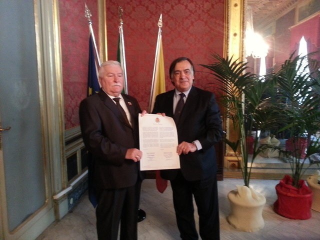 Lech Wałęsa odebrał tytuł honorowego obywatela Palermo [ZDJĘCIA]
