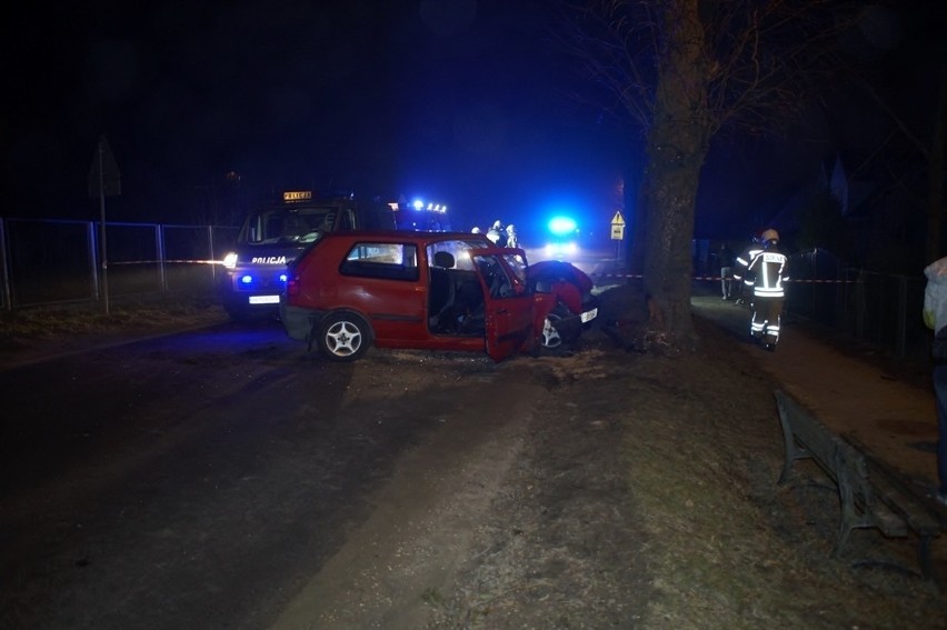 Wypadek w Potęgowie. Auto uderzyło w drzewo. Kierowca był pijany