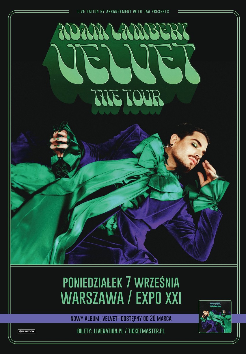 Adam Lambert wystąpi w Polsce w ramach trasy "The Velvet Tour"