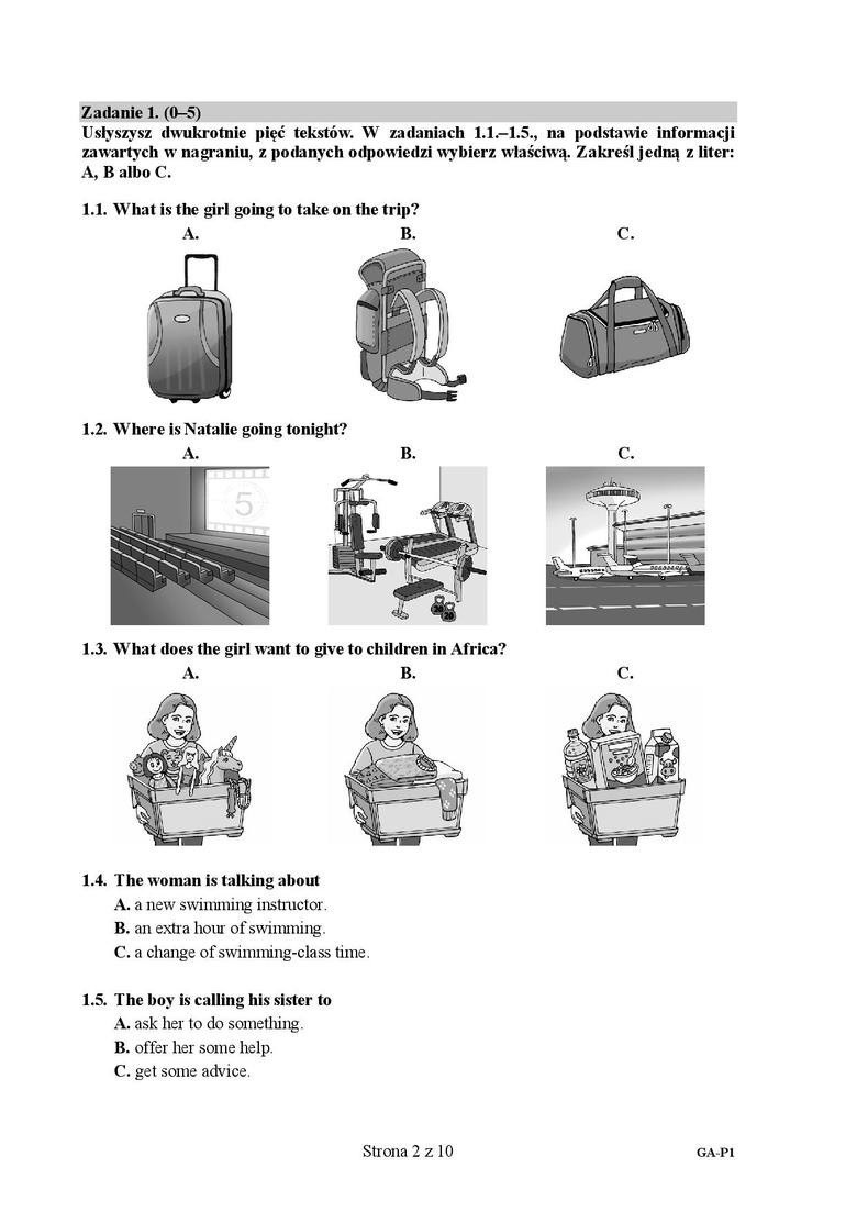 Test z języka angielskiego poziom podstawowy na egzaminie...
