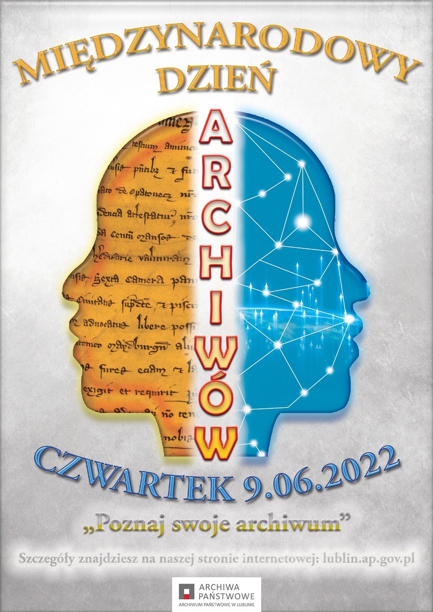 Plakat promujący Międzynarodowy Dzień Archiwów 2022 w APL