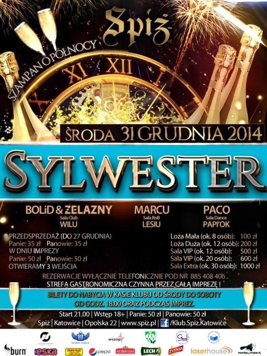 Sylwester 2014 Katowice, klub Spiż