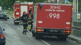 Pożar lawety z samochodami w Bielsku-Białej. Auta jechały z Włoch