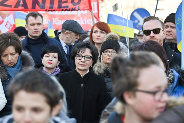 Marszałek Sejmu Elżbieta Witek na sobotniej manifestacji.