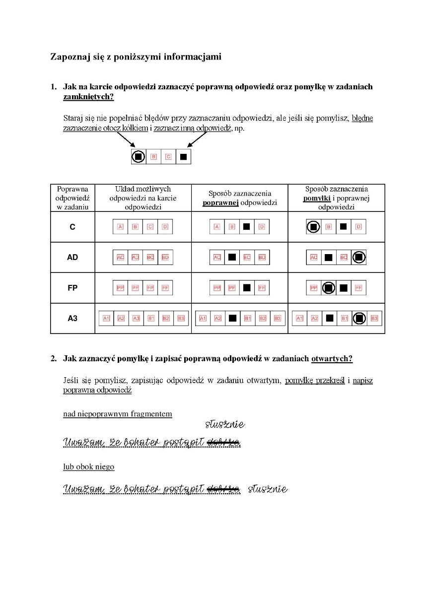 Egzamin ósmoklasisty Arkusze Język Polski 2018
