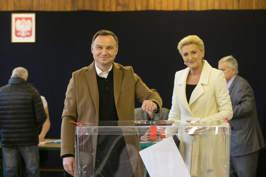 Andrzej Duda głosujący w Krakowie