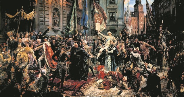 „Konstytucja 3 Maja 1791 r.” , Jan Matejko. Obraz namalowany w 1891 r. Centralną postacią obrazu jest marszałek Sejmu Wielkiego Stanisław Małachowski. Wznosi   on tekst Konstytucji