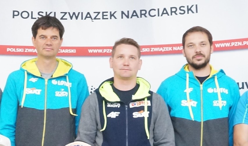 Od lewej: Stefan Horngacher, Grzegorz Sbczyk i Michal...