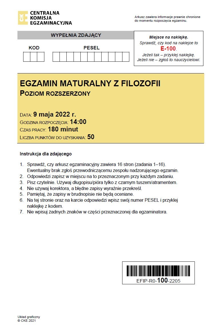 Matura rozszerzona z filozofii 2022. Co pojawiło się na egzaminie? "Zadania nie były trudne"