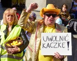 "Uwolnić kaczkę!". KOD i Krzysztof Skiba w Toruniu - protest Komitetu Obrony Demokracji pod pomnikiem Kopernika [ZDJĘCIA]