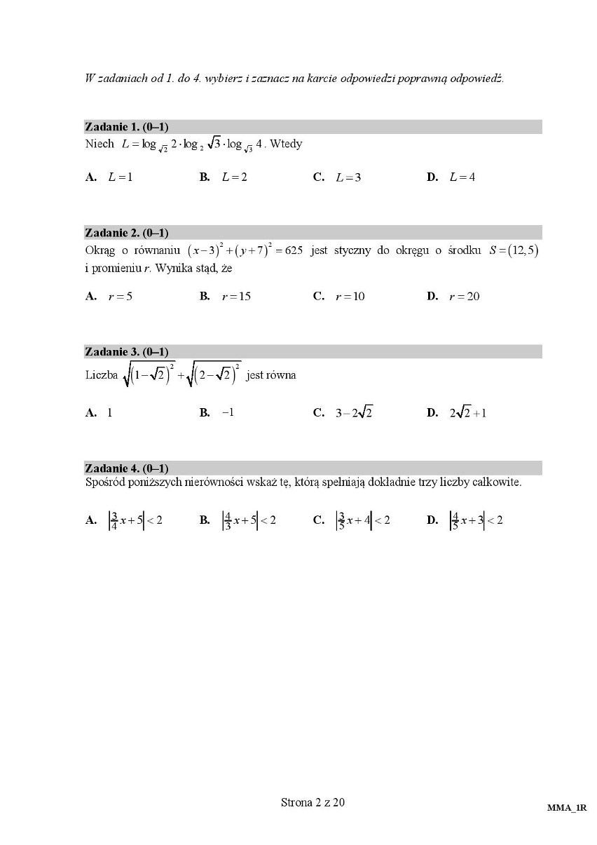 Zobacz próbna maturę z matematyki 2020 - poziom rozszerzony....