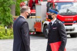 Prezydent Andrzej Duda przywiózł promesy na zakup trzech wozów ratowniczych dla strażaków OSP w powiecie słupskim 