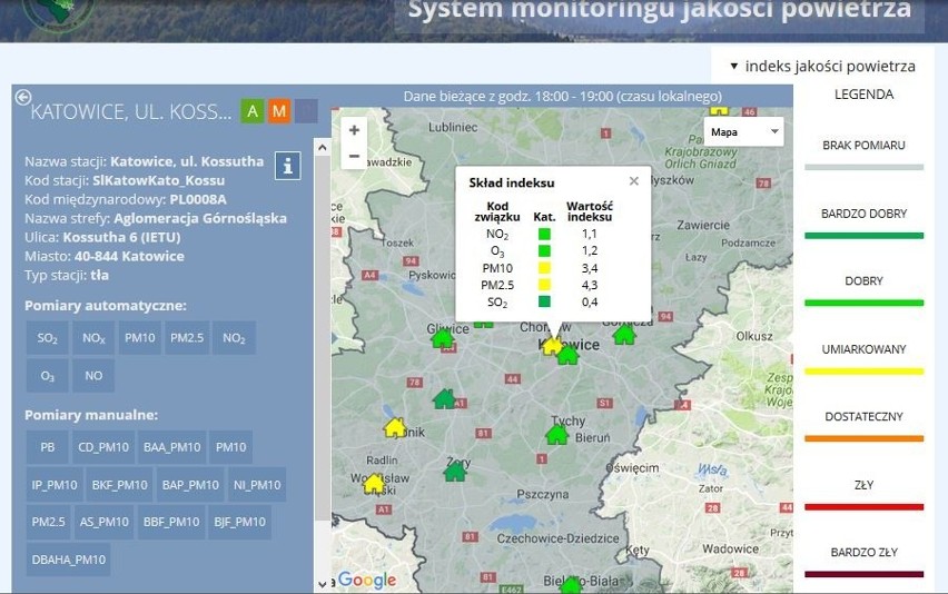 Zanieczyszczenie powietrza w Katowicach? Dane WIOŚ nie alarmują