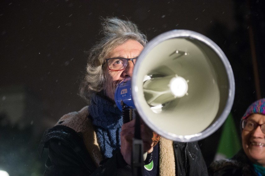 Protest przeciw odstrzałowi dzików pod Sejmem (9/01/2019)