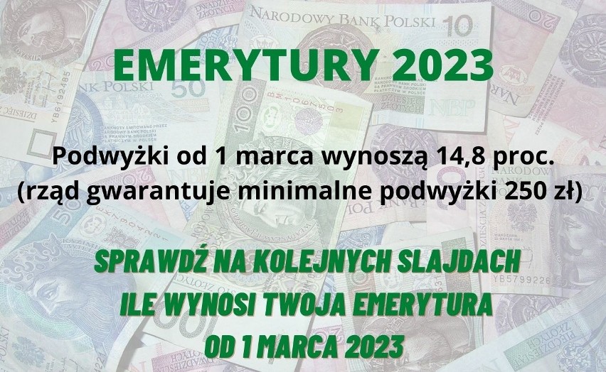 Od marca 2023 najniższa emerytura wzrasta do 1588,44 zł....