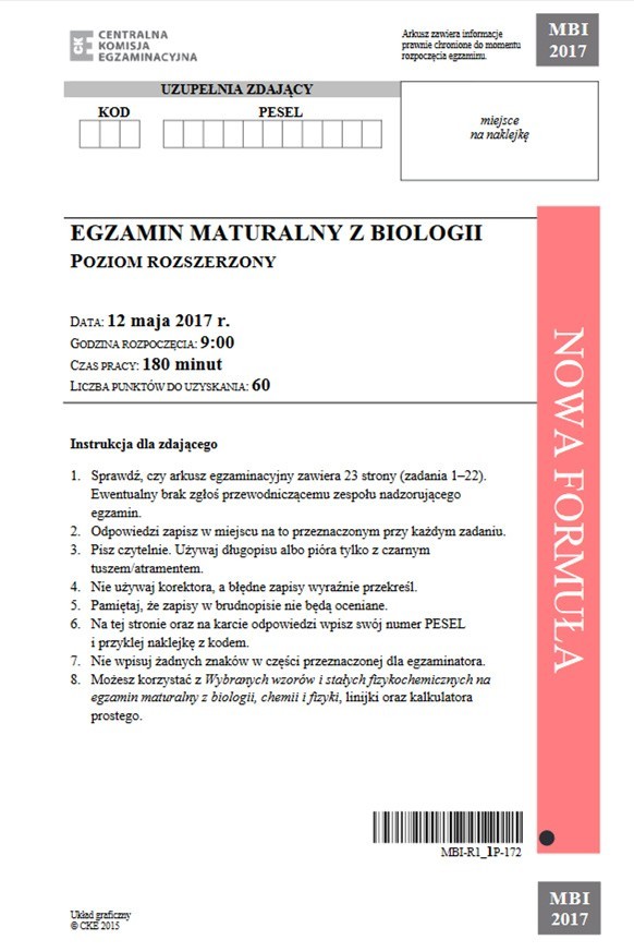 Matura Biologia 2017 Odpowiedzi: rozszerzona, podstawowa (Arkusz CKE z matury z biologii 2017)