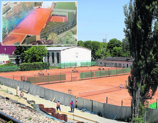 KKS Olsza na działce przy ul. Siedleckiego chce wybudować kompleks tenisowy z podziemnym parkingiem na 330 miejsc (wizualizacja na małym zdj.) PKP planują tam jednak bloki mieszkalne