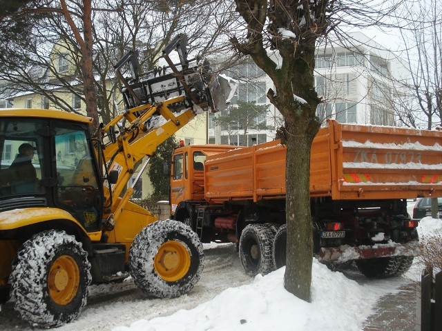 Każdego dnia zalegający w mieście śnieg wywozi 10 ciężarówek.
