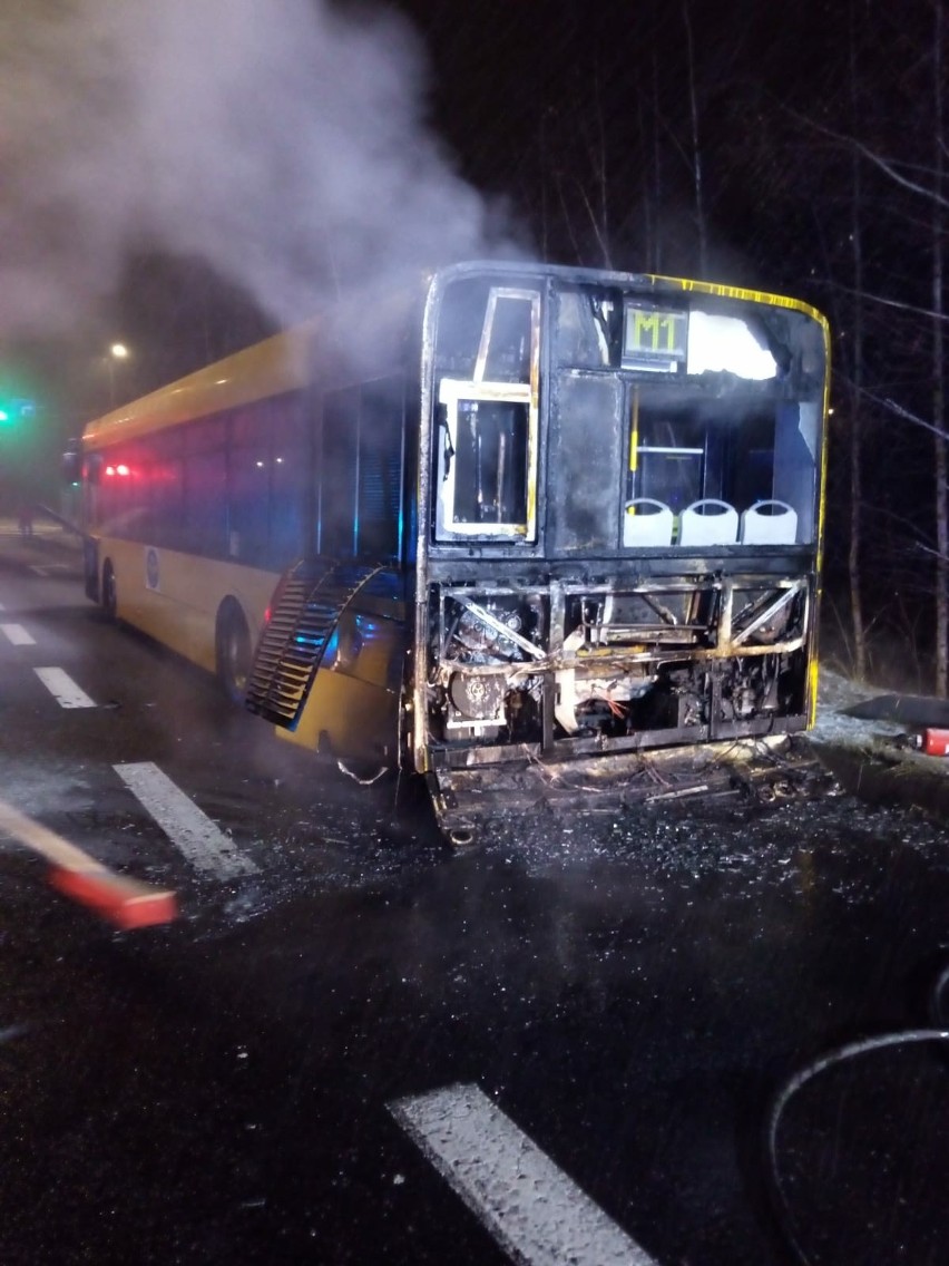 Pożar autobusu na DTŚ w Rudzie Śląskiej