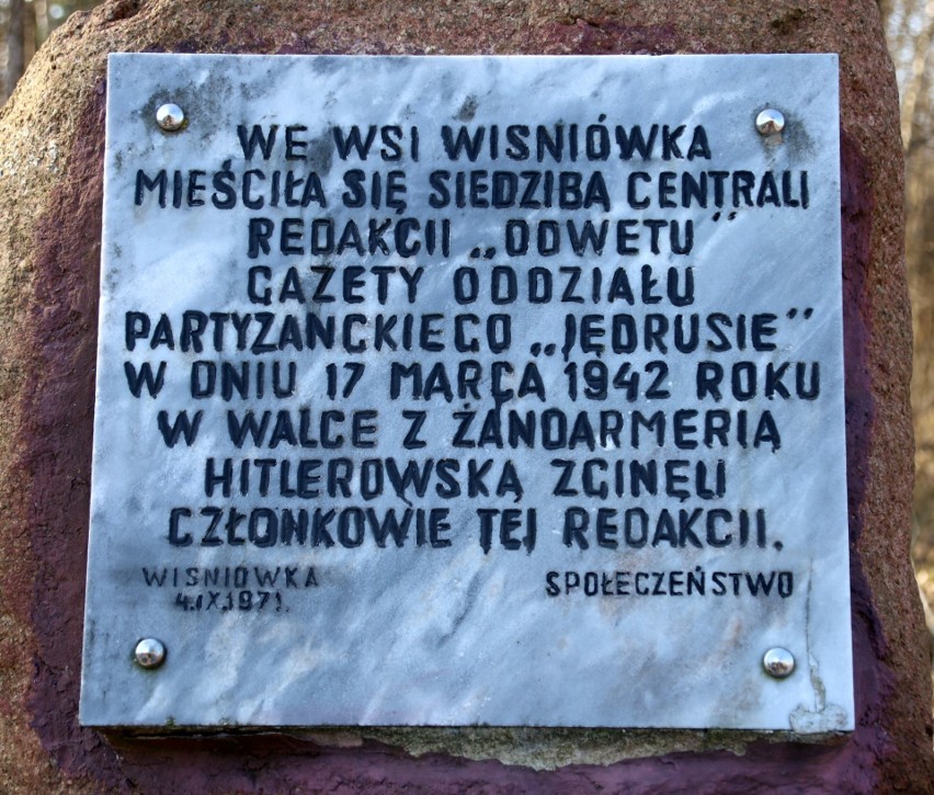 W Wiśniówce uczczono pamięć zamordowanych redaktorów gazety "Odwet"