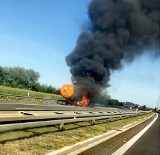 Pożar cysterny na A4. Utrudnienia przez kilka godzin