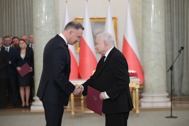 Prezydent Andrzej Duda podczas uroczystości powołania...