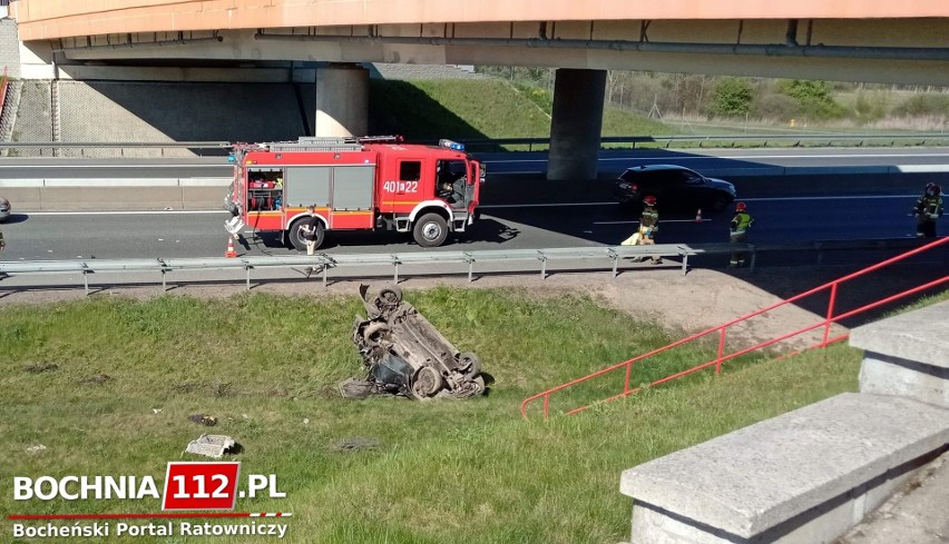 Wypadek na autostradzie A4 w Borku koło Bochni. Samochód...