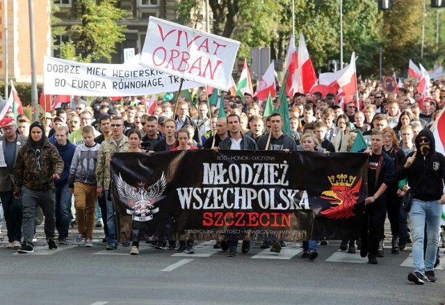 Manifestacja przeciw imigrantom w Szczecinie.