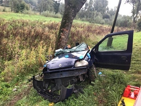 Falniów. Wypadek na drodze wojewódzkiej nr 783. Samochód...