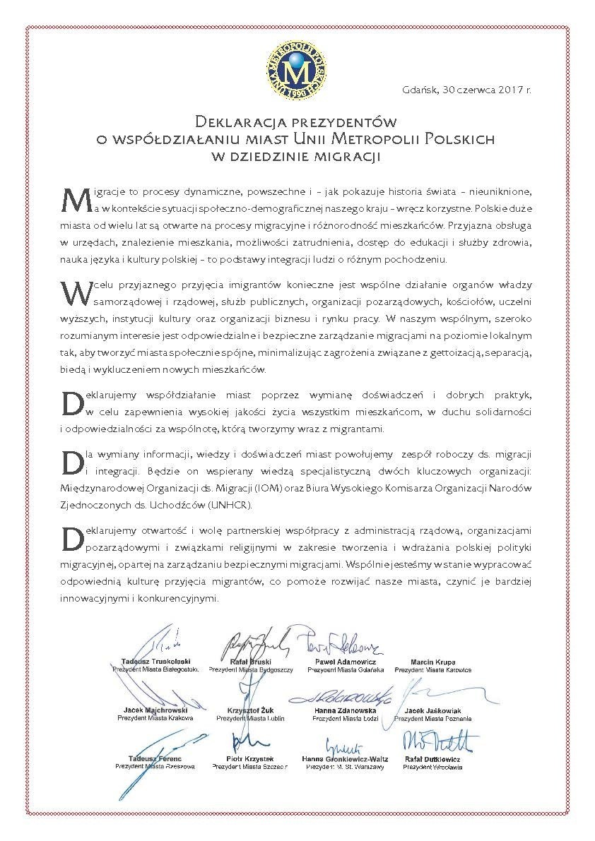 Podpisanie deklaracji partnerstwa samorządowego na rzecz...