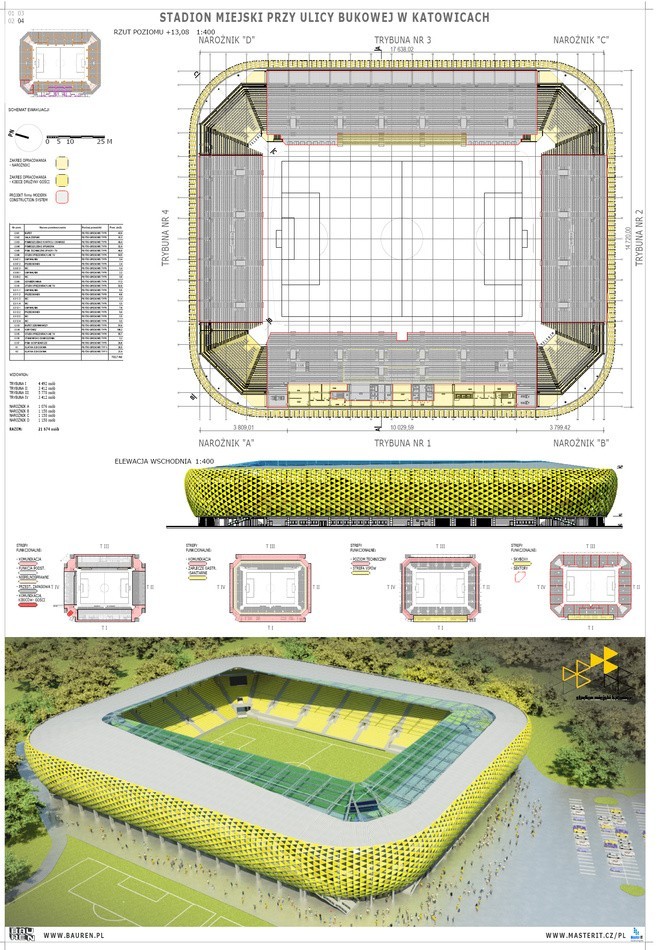 Proejkty nowego stadionu GKS Katowice