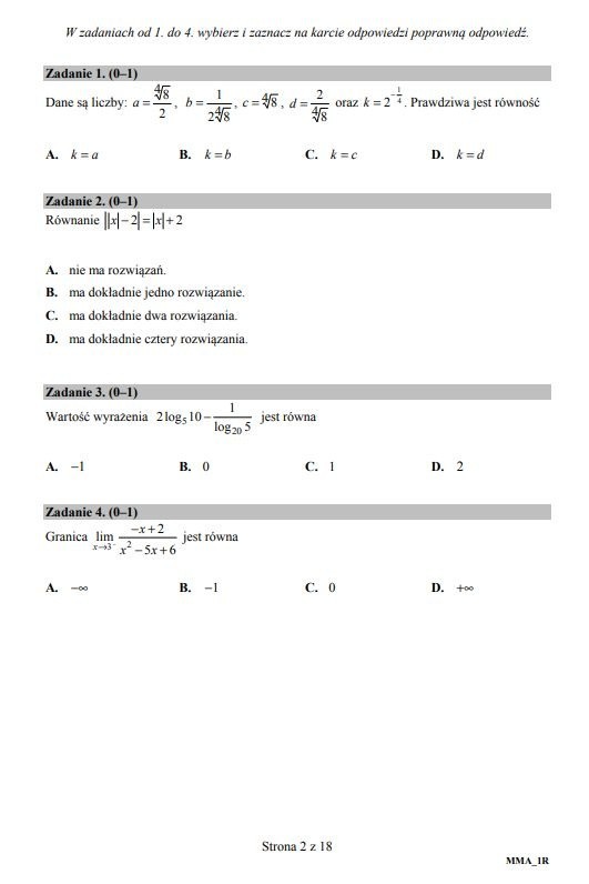 Matura 2018: Matematyka rozszerzona - Arkusze CKE...