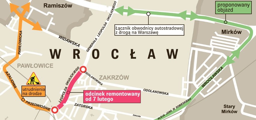 Wrocław: Generalny remont Okulickiego. Ulicę zamkną na rok (MAPA)