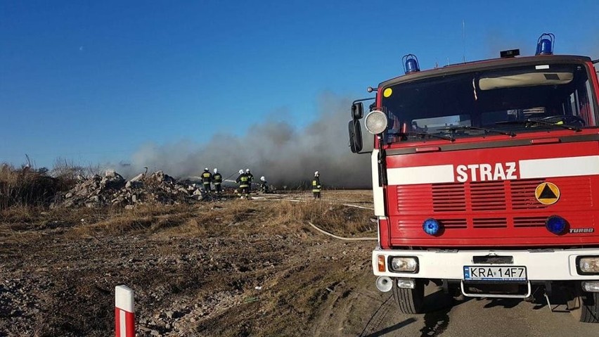 Pożar wysypiska śmieci w Sąspowie