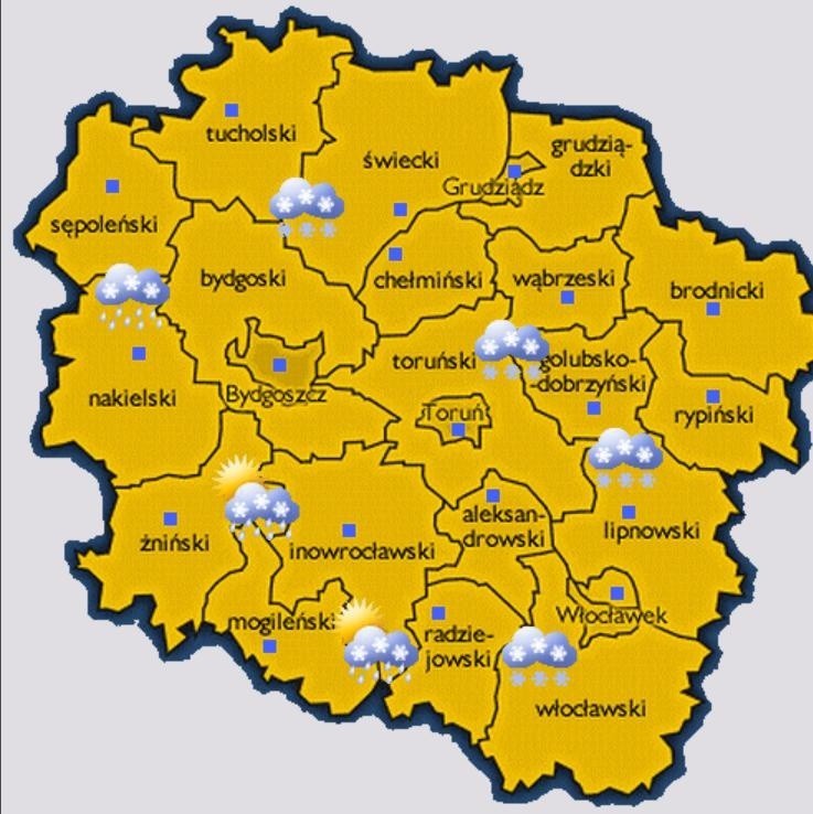 Poranek z opadami śniegu. Spadnie od 10 do 20 cm. Będą przelotne opady deszczu 