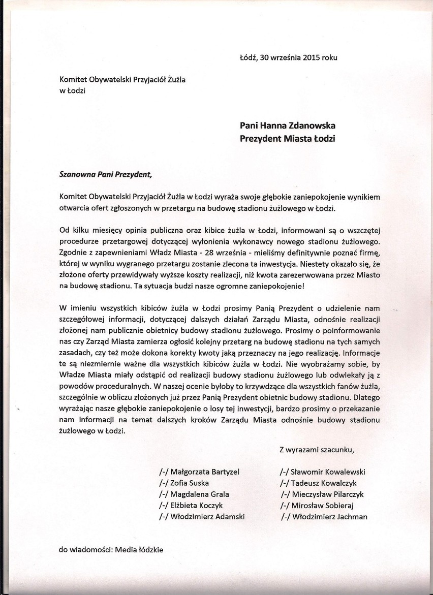 Kibice Orła Łódź napisali list otwarty do Hanny Zdanowskiej