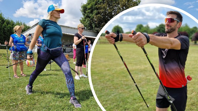 Trening nordic walking na Nowej Wsi w Strzelcach Opolskich z Aleksandrem Wilanowskim.