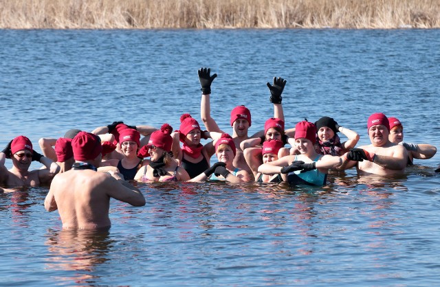 Jak co niedzielę w wodach jeziora Rudnickiego kąpielą raczyli się członkowie klubu "Grudziądzkie morsy", którzy twierdzą im zimniej tym lepiej.