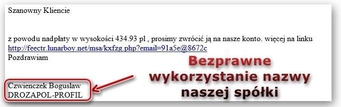 Oszuści podszywają się pod bydgoską firmę Drozapol. Wysyłają fałszywe faktury. To wirus! [zdjęcie]