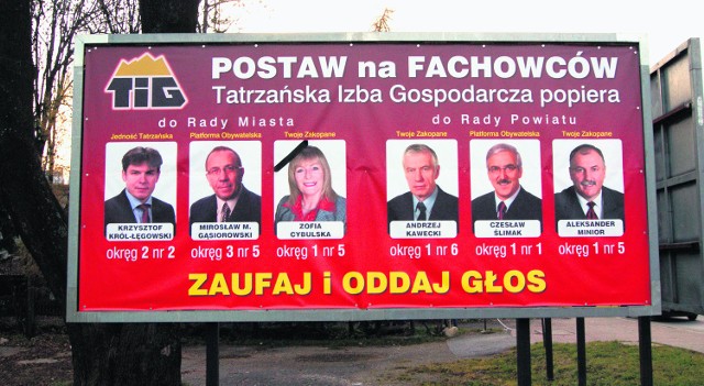 Na jednym z pierwszych plakatów wyborczych, jakie pojawiły się w Zakopanem, widnieje wizerunek Zofii Cybulskiej