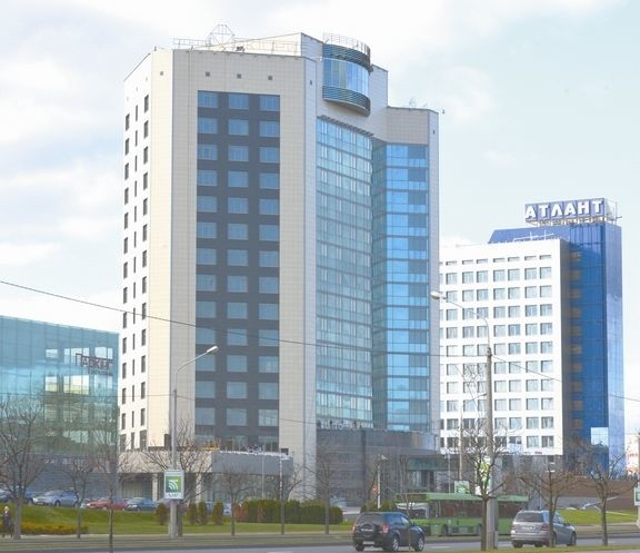 Tak wygląda nowo wybudowany Victoria Business Centre w stolicy Białorusi Mińsku. Dziś zostanie on uroczyście oddany do użytku.