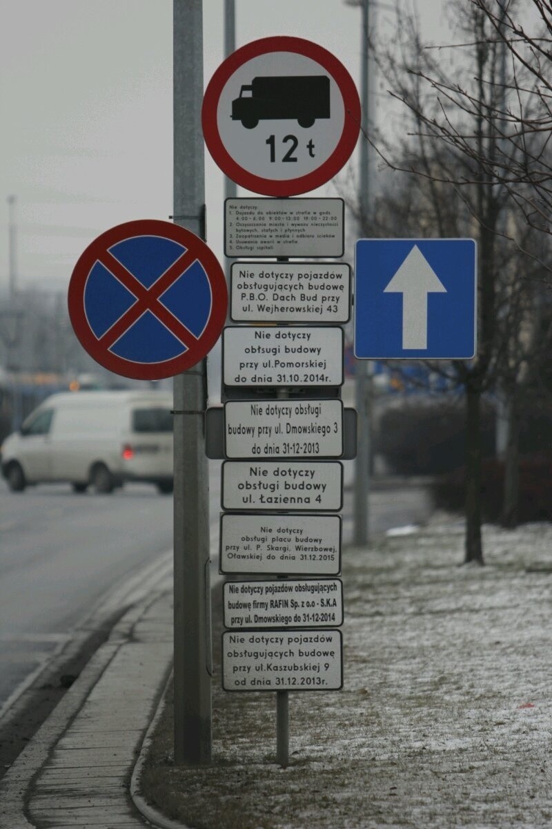 Chaos w oznakowaniu na Legnickiej. Znak zakazu i... 10 tabliczek (ZDJĘCIA)