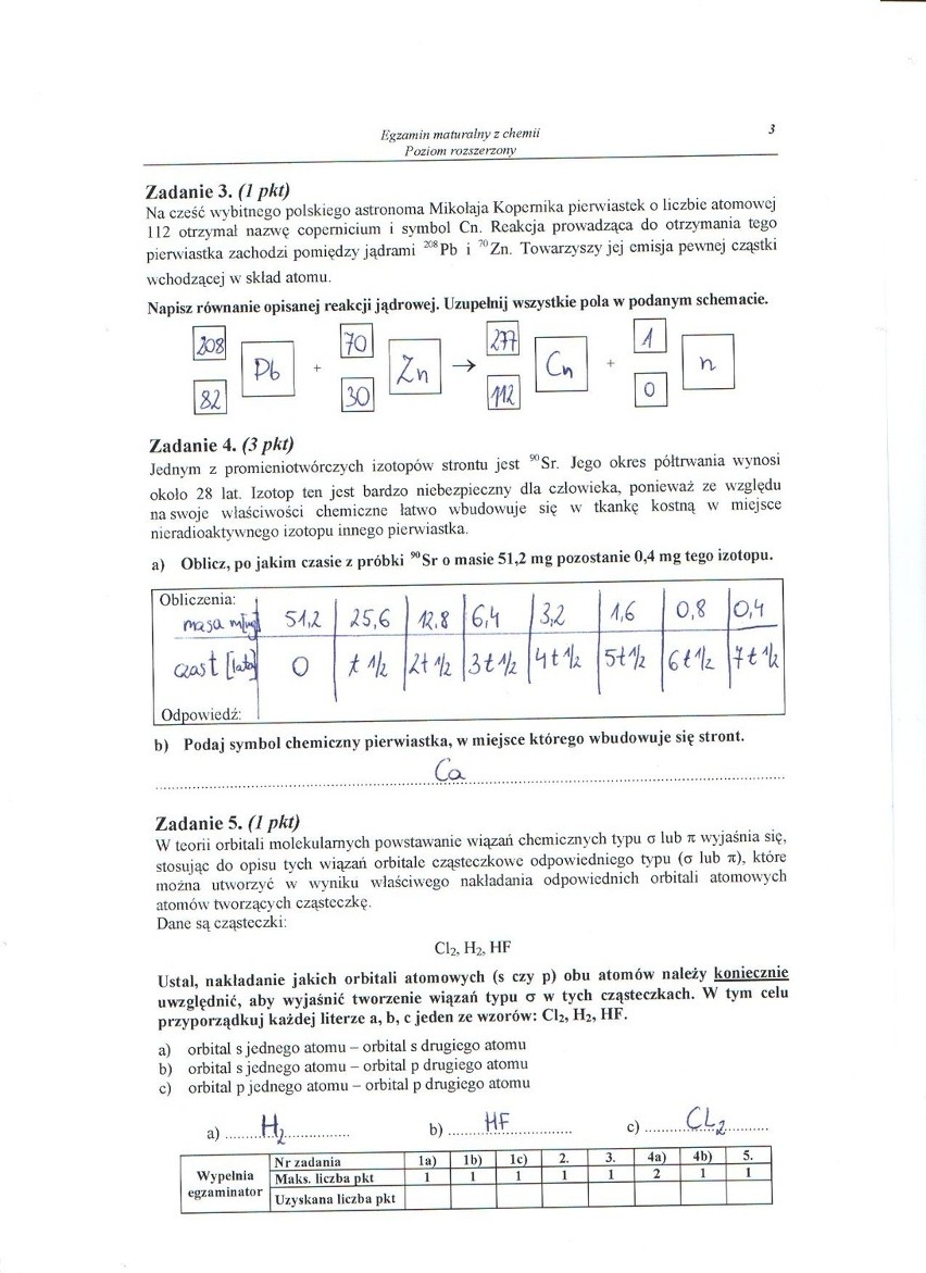 MATURA 2013. Chemia - poziom rozszerzony [ARKUSZE, ODPOWIEDZI, KLUCZ CKE]