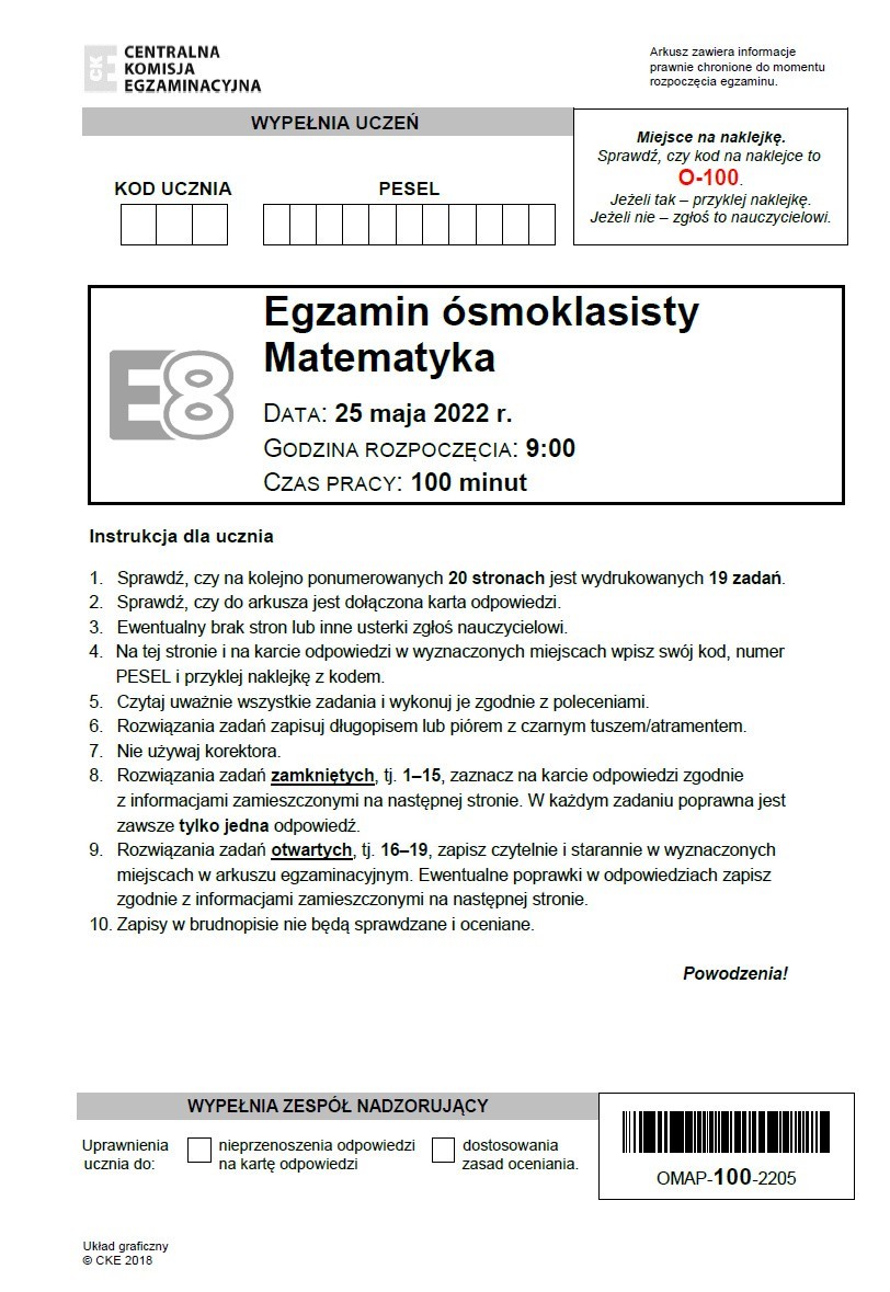 Kliknij i sprawdź ODPOWIEDZI do egzaminu z matematyki 2022...