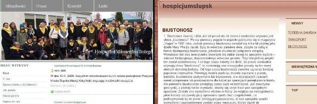 Prawidłowa strona internetowa słupskiego hospicjum (www.hospicjum.slupsk.pl)... ...i jej podróbka (www.hospicjumslupsk.pl).