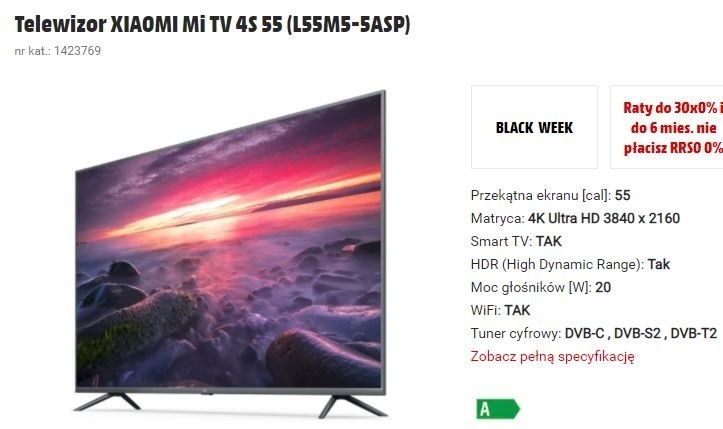 Telewizor w Media Markt - CENA: 1599. Taniej o 200 zł