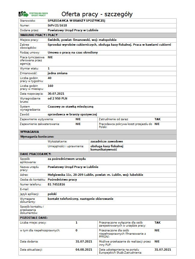 Twój portfel świeci pustkami? Możesz szybko to zmienić. W Lublinie poszukują pracowników. Zobacz najnowsze ogłoszenia. Sierpień 2021