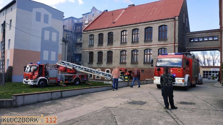 Pożar w budynku I LO w Kluczborku.
